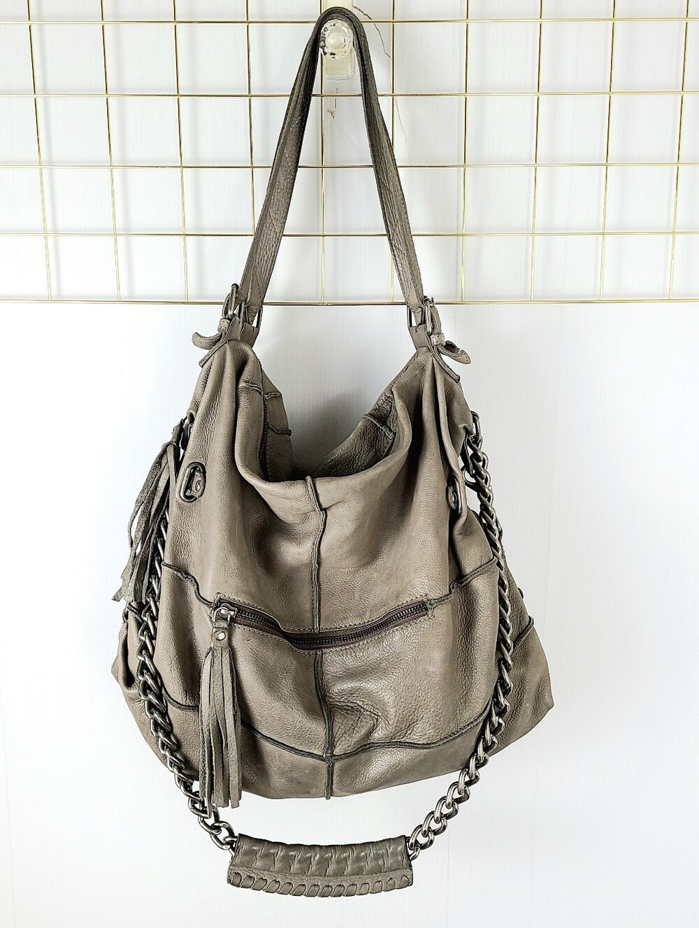 Cut N Paste Tina Distressed Genuine Leather Shoulder Bag